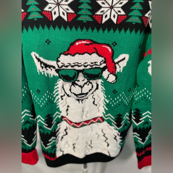 Santa llama ugly Christmas sweater size large B2 - Picture 2 of 7